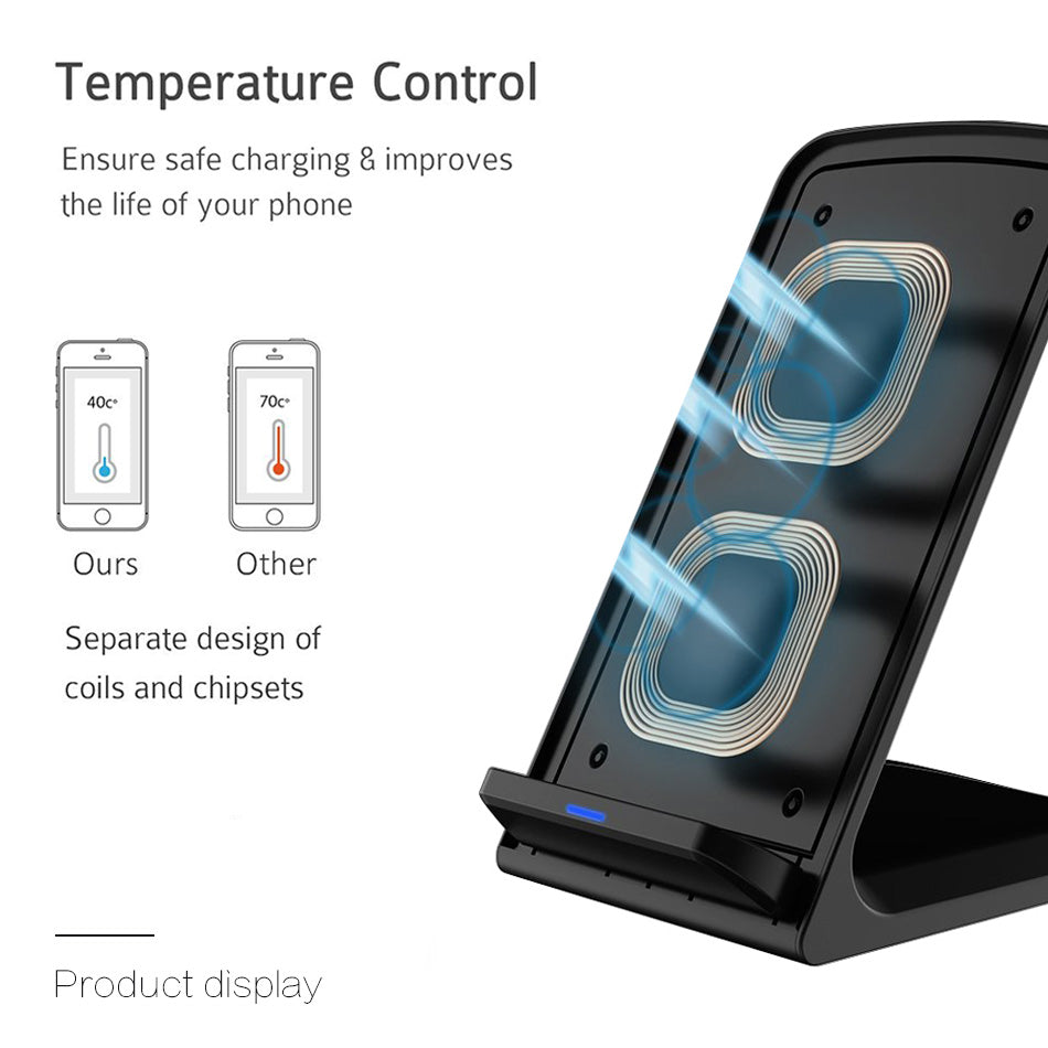 30W Qi Wireless Charger Stand For iPhone 13 12 11 X XR 8 Type C Induction Fast Charge Docking for Samsung S20 S10 Xiaomi Lg etc