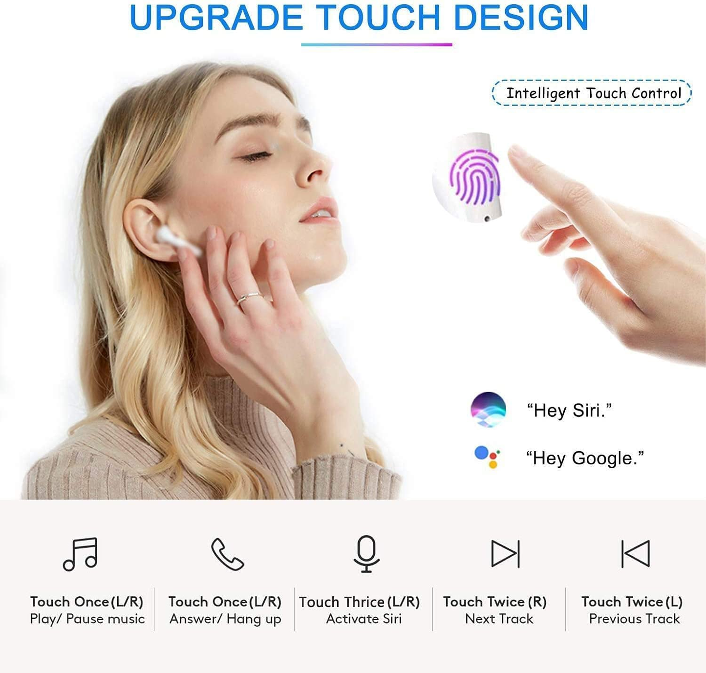 Somlato Bluetooth 5.0 Wireless Earbuds Bluetooth Earbuds Headphones Wireless with Wireless Charging Case Mini Car Headset Noise Cancelling Earphones (SW1)
