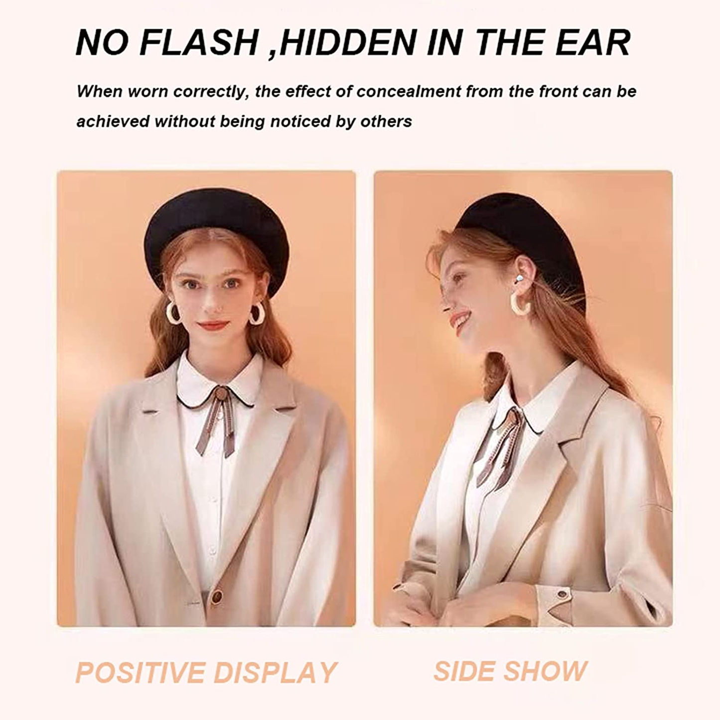 Invisible Earbuds Mini Bluetooth Earbuds Wireless Smllest Discreet Bluetooth Earpiece Small Ears Hidden Headphones for Work Waterproof Tiny in Ear Sport Earpiece with Mic Android