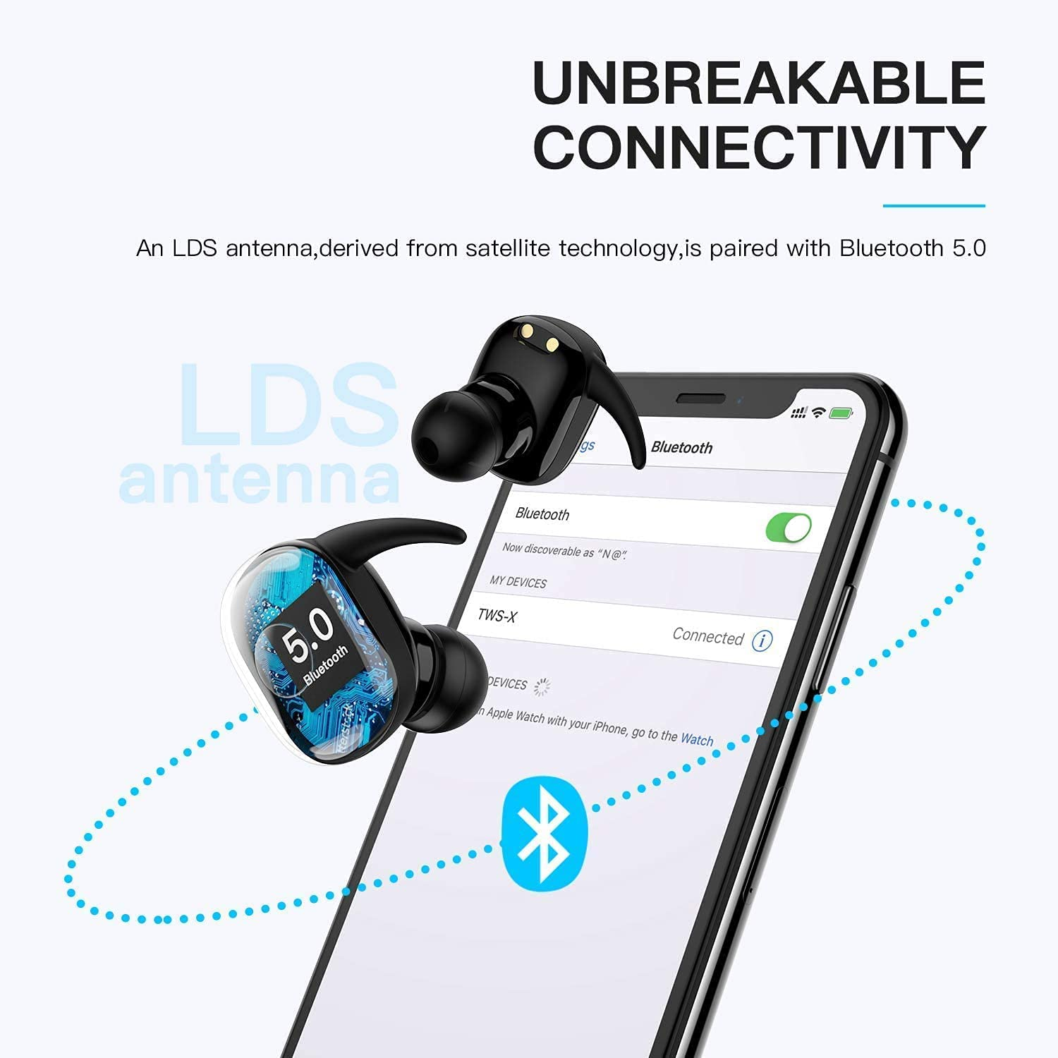 Musment Wireless Earbuds, Bluetooth Headphones with Microphone Bluetooth Earbuds Stereo Calls Extra Bass 36H for Workout,Black,Wts-T11