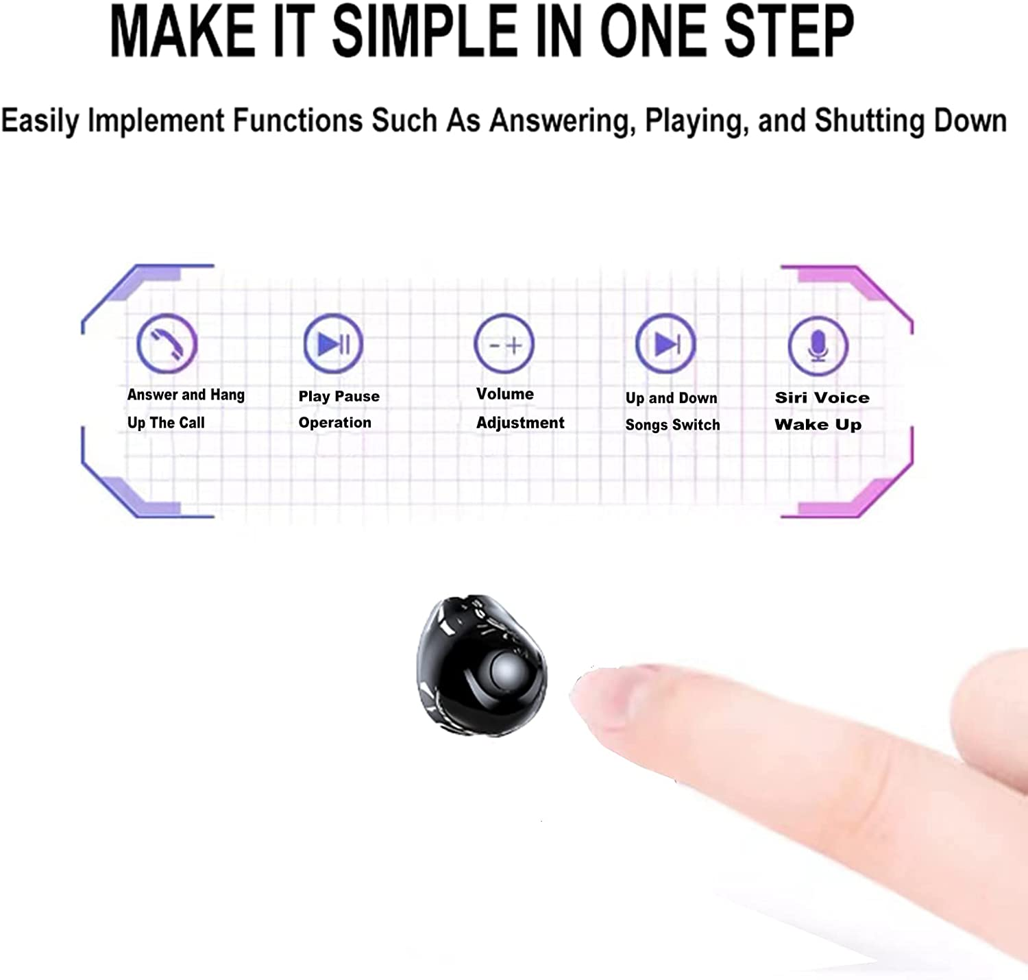 Invisible Earbuds Mini Bluetooth Earbuds Wireless Smllest Discreet Bluetooth Earpiece Small Ears Hidden Headphones for Work Waterproof Tiny in Ear Sport Earpiece with Mic Android