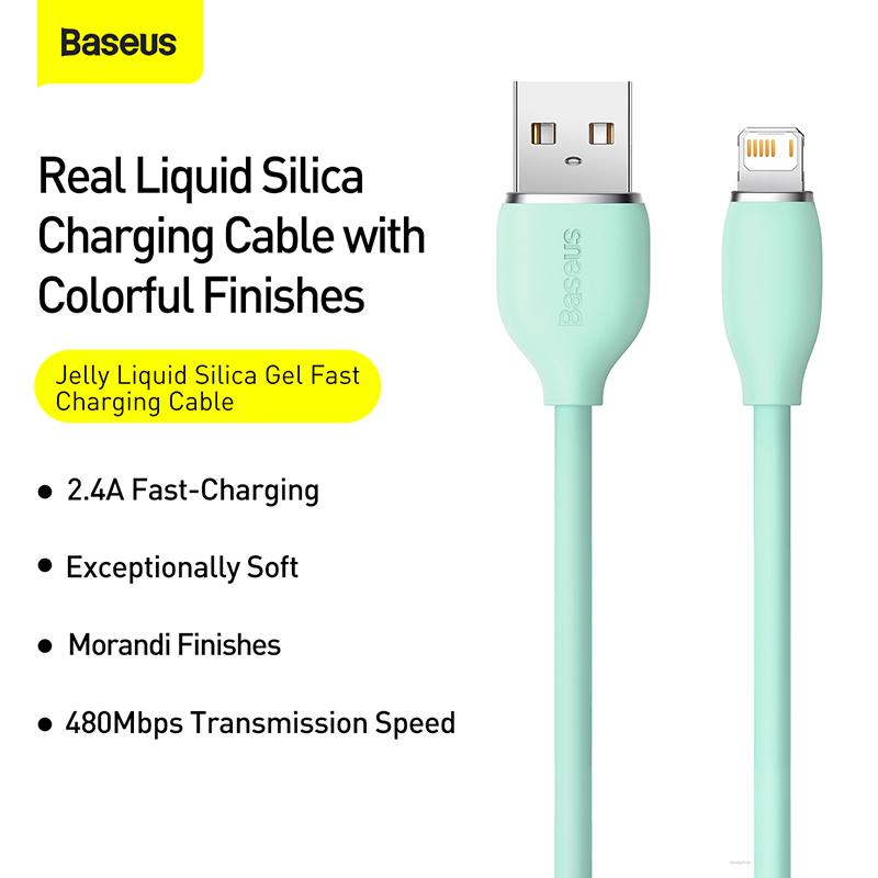 Baseus Jelly Series Liquid Silicone Fast Charging Data Cable USB To iP 2.4A 1.2m For Xiaomi Huawei Iphone oneplus Smart phone