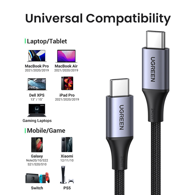 UGREEN 240W USB Type C Cable Power Line PD3.1 for PS5 Nintendo Switch Galaxy S22 MacBook Blazing-Fast Charging Cable 48V5A USB C