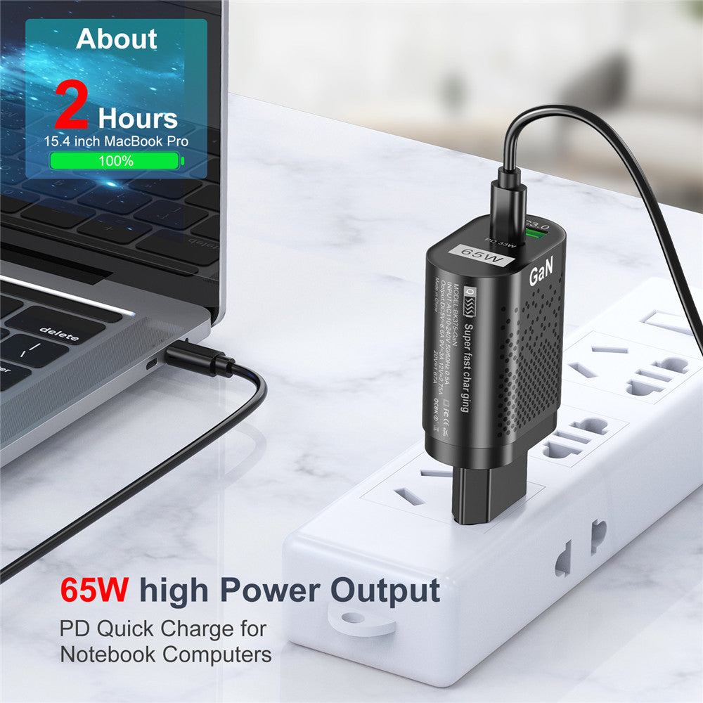 USLION 65W GaN PD USB Type C Charger Quick Charge QC 4.0 QC 3.0 Portable USB-C Charger Fast Charging For iphone 13 Macbook Ipad